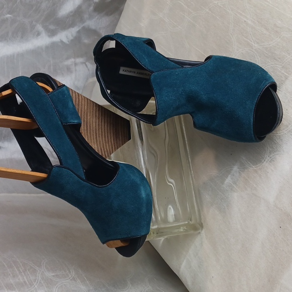Kathryn Amberleigh Teal Disco Platforms